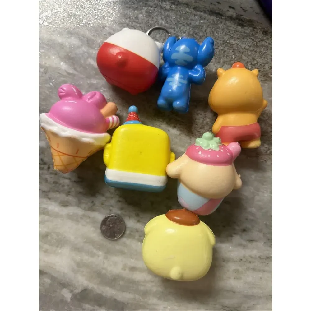 Lot Of 7 Kids Foam Squishy NEW Sitch SpongeBob Hello Kitty Kawaii A1